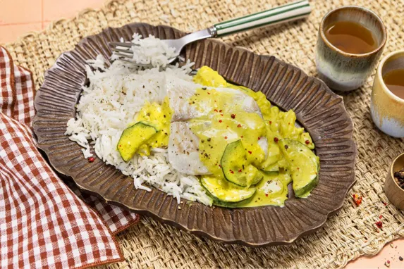 Curry de merlan à la courgette, recette Quitoque étiquetée Protéiné